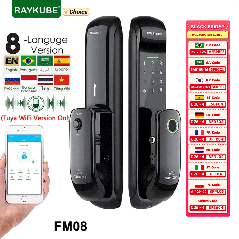 Letter Opener Brass - RAYKUBE FM08 Tuya Wifi Smart Door