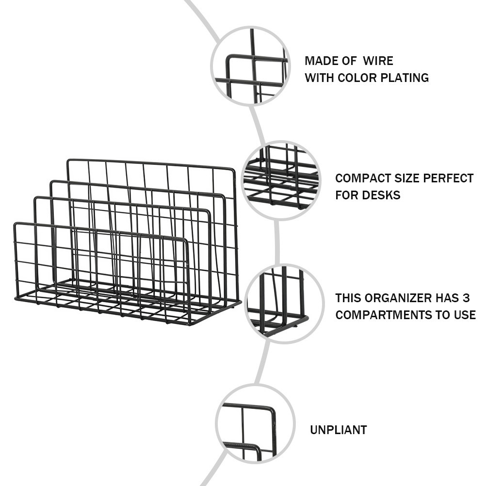 Metal Desktop Mail Organizer 3 - Magazine Holder Rack ulasan dan harga