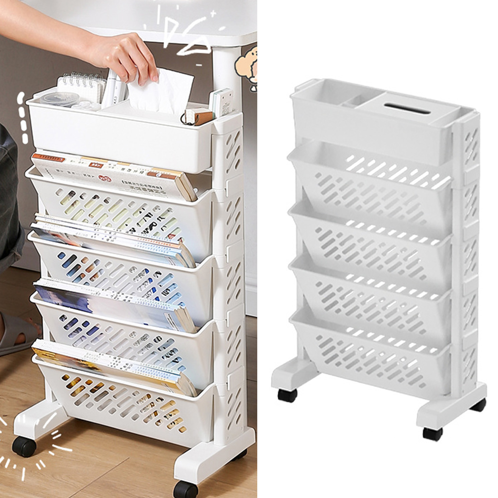 Movable Bookshelf Large Capaci - Magazine Holder Rack ulasan dan harga